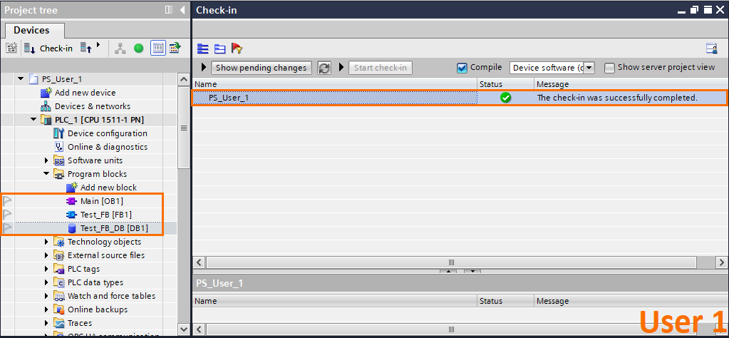 Figure 1.7 - Advanced Siemens TIA Portal PLC Programming | The blocks have been pushed to the server successfully