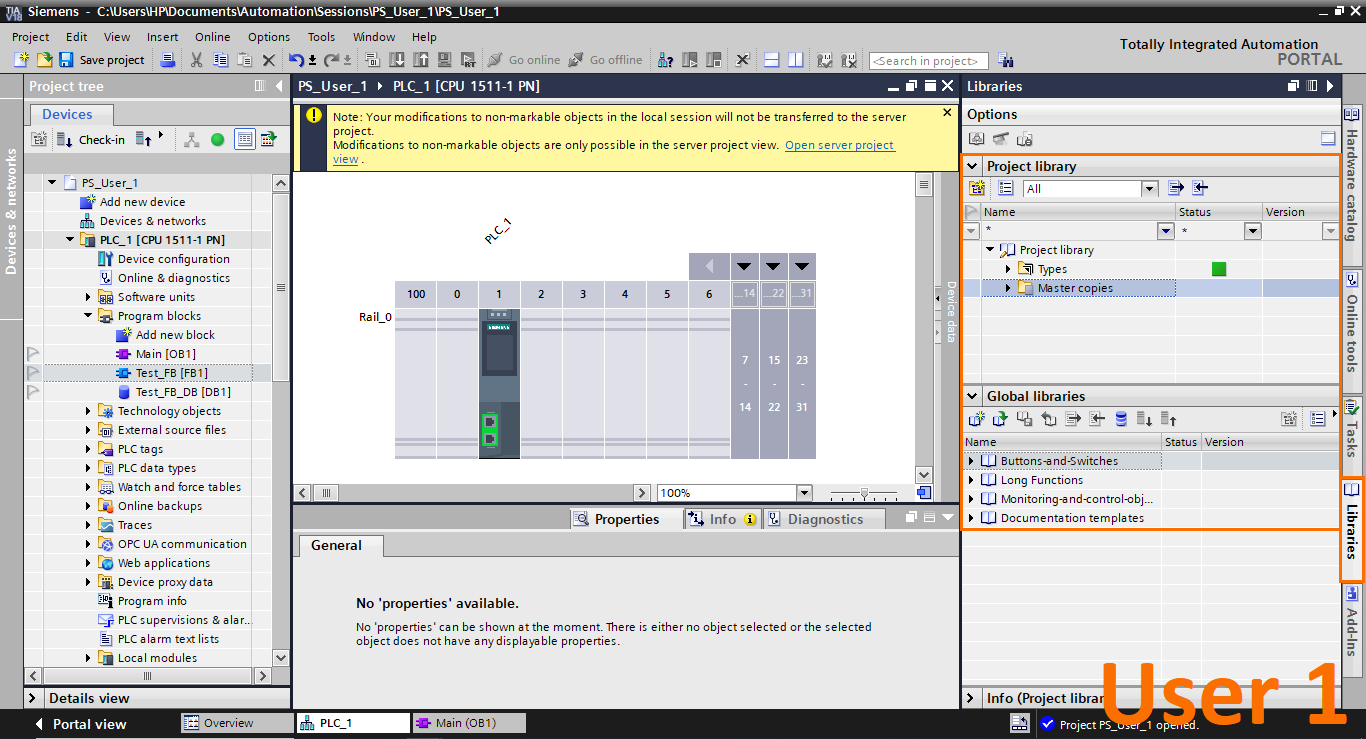 Figure 2.1 - Advanced Siemens TIA Portal PLC Programming | Opening the library tab