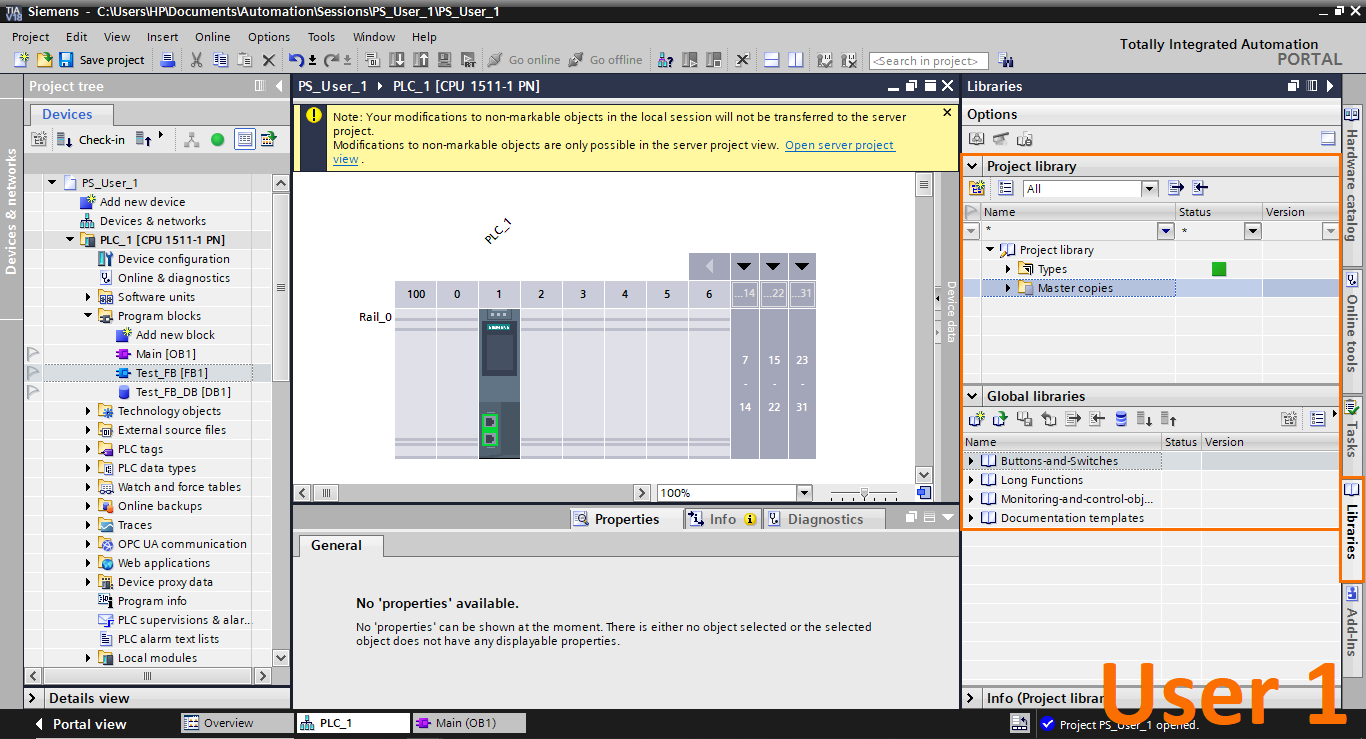 Figure 2.1 - Advanced Siemens TIA Portal PLC Programming | Opening the library tab