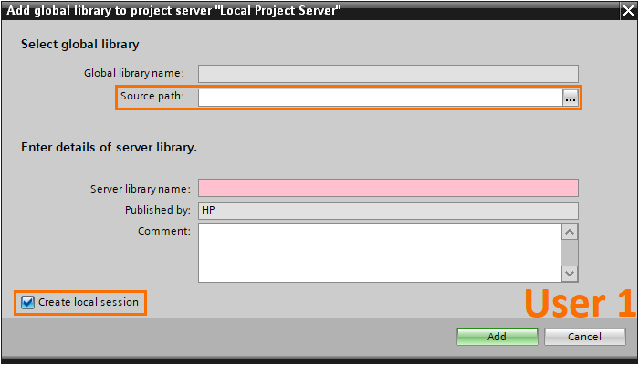 Figure 2.6 - Advanced Siemens TIA Portal PLC Programming | “Add global library to project server” window