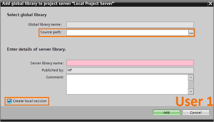 Figure 2.6 - Advanced Siemens TIA Portal PLC Programming | “Add global library to project server” window