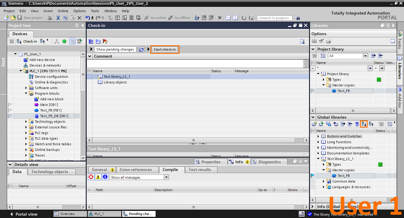 Figure 2.11 - Advanced Siemens TIA Portal PLC Programming | Global library check-in