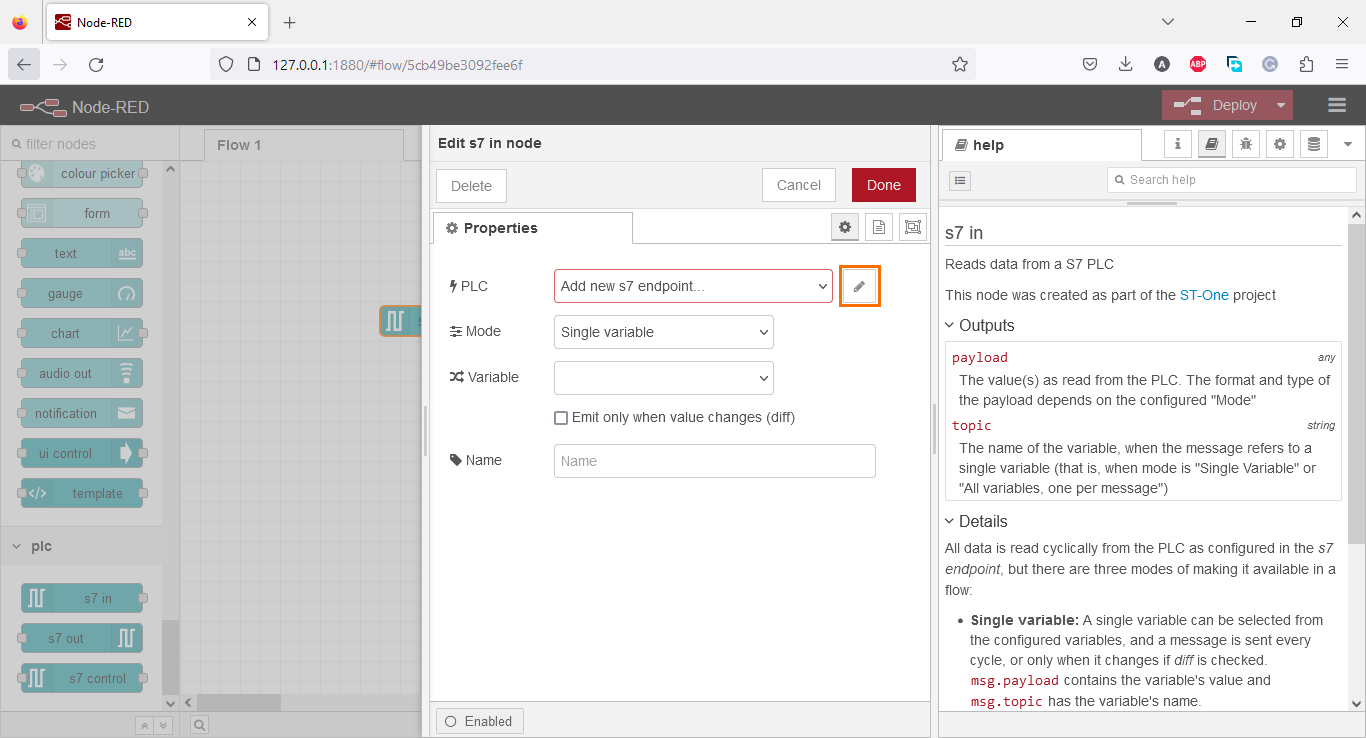 Figure 2.7 - Using Node-Red with Siemens TIA Portal PLC Programming | Creating a new endpoint