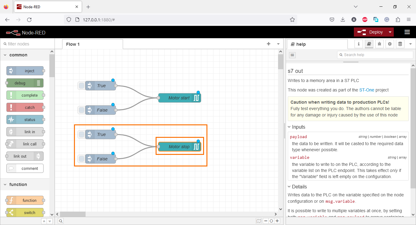 Figure 3.10 - Using Node-Red with Siemens TIA Portal PLC Programming | Copying the node and editing it