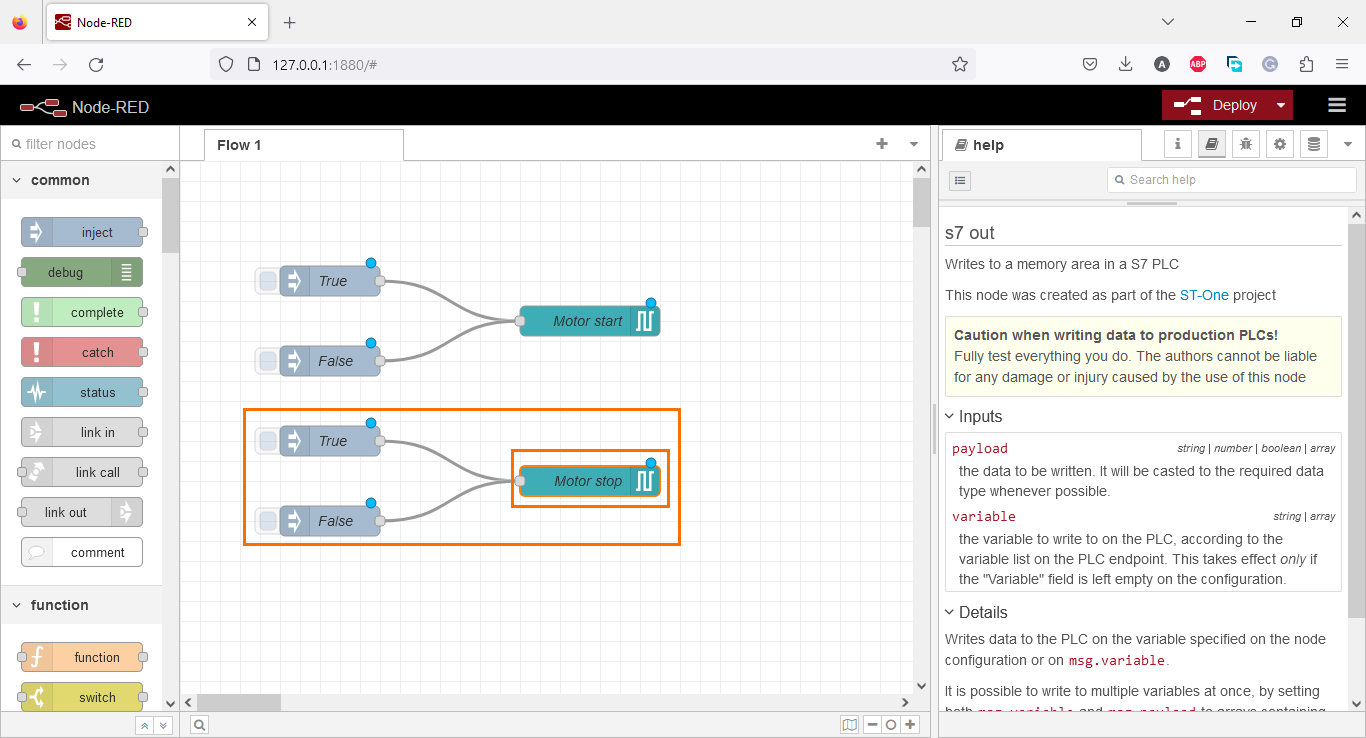 Figure 3.10 - Using Node-Red with Siemens TIA Portal PLC Programming | Copying the node and editing it