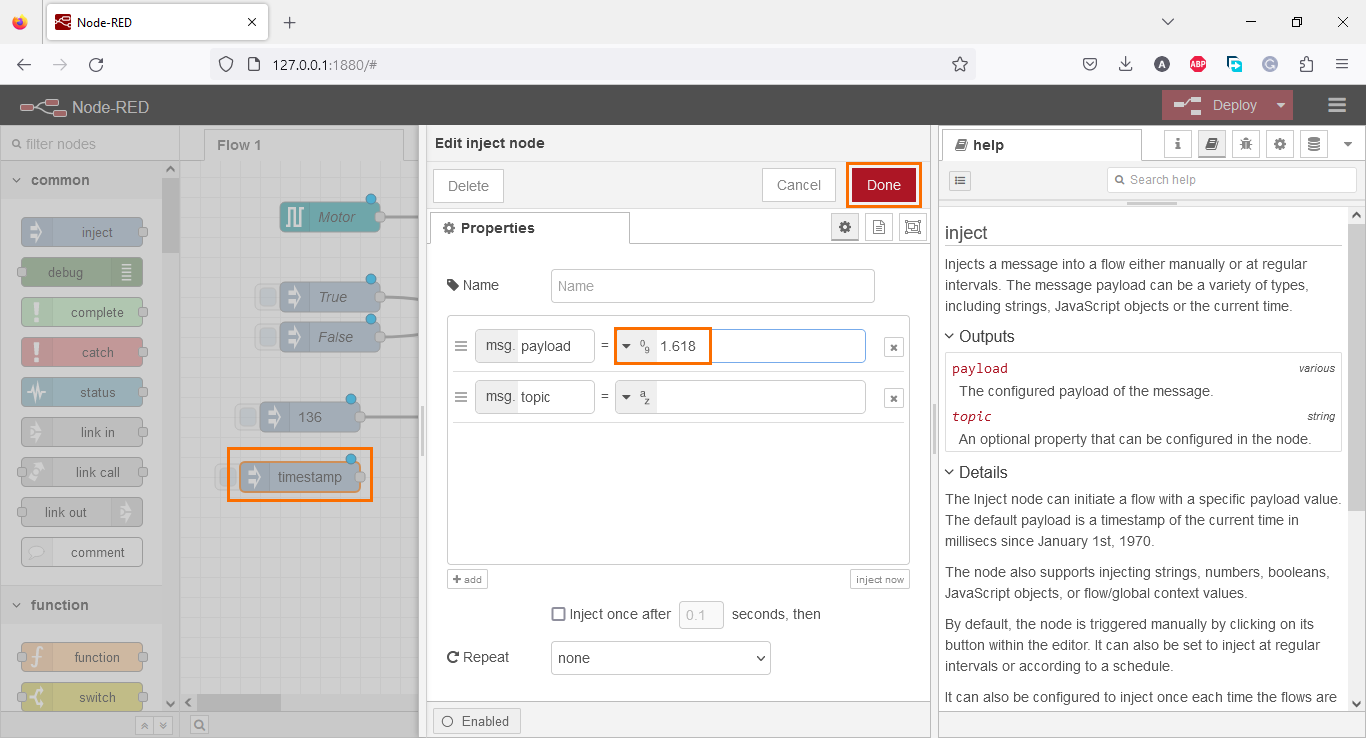 Figure 3.18 - Using Node-Red with Siemens TIA Portal PLC Programming | Configuring the node for the real node