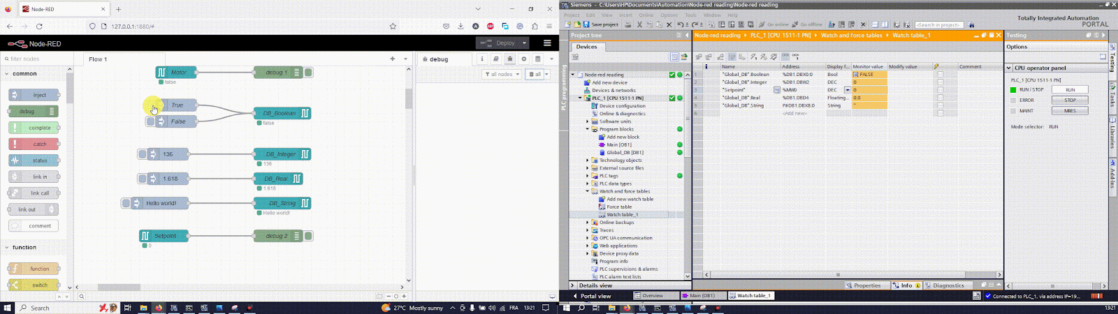 Figure 4.3 - Using Node-Red with Siemens TIA Portal PLC Programming | Executing the DB part