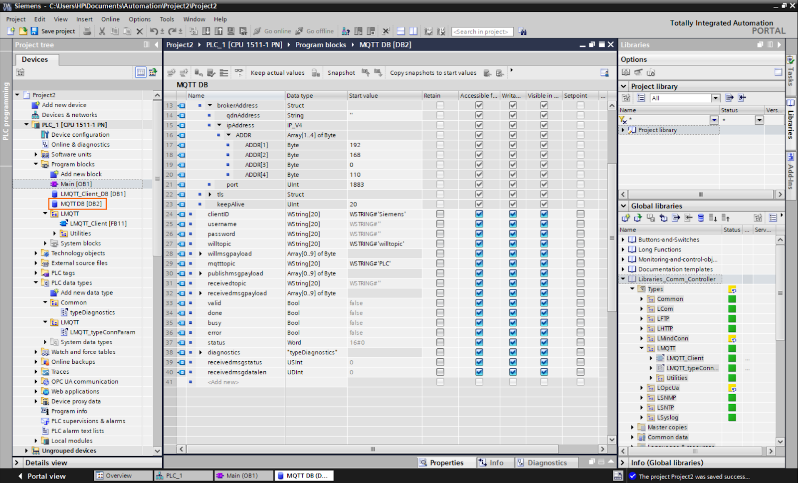 Figure 2.8 - PLCÂ Data over MQTTÂ Broker Mosquitto Node-Red | MQTT DB elements part 2