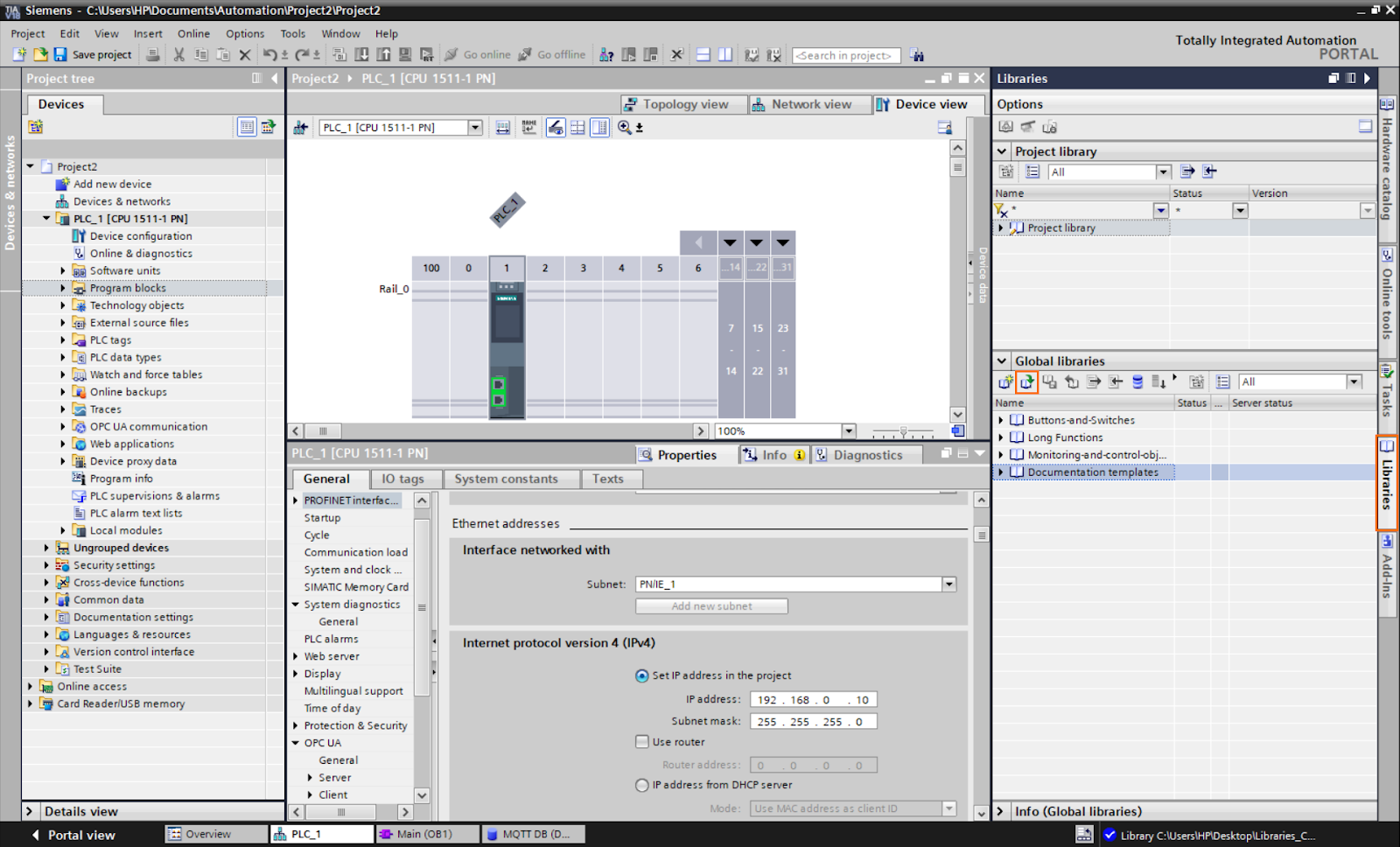 Figure 2.3 - PLCÂ Data over MQTTÂ Broker Mosquitto Node-Red | Opening the library