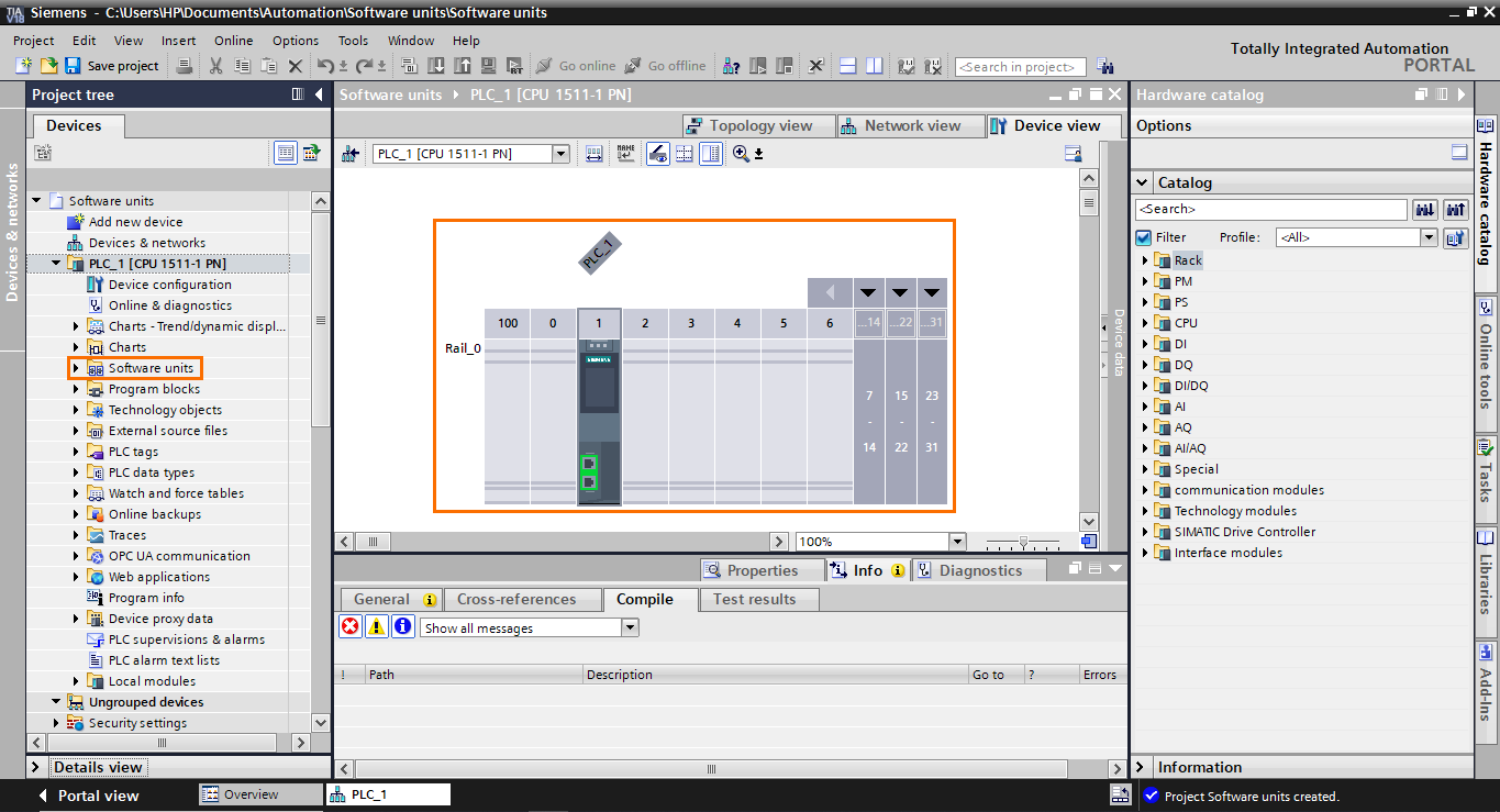 Figure 1.3 - Siemens TIA Portal Software Units | Accessing Software Units