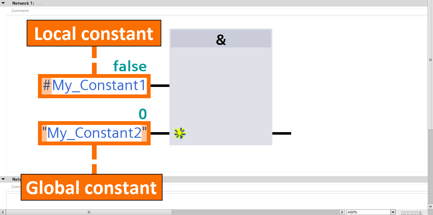 Figure 4.3 - Siemens TIA Portal Constants | Visual depiction of local and global constants