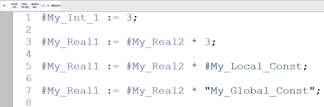 Figure 7.1 - Siemens TIA Portal Constants | Using constants in assignments, instructions, and expressions