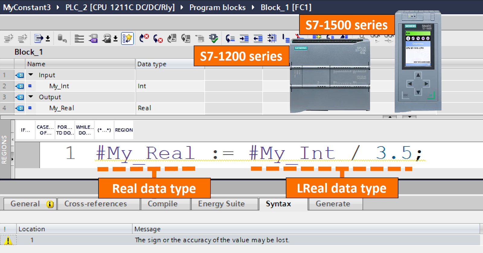 Figure 6.2 - Siemens TIA Portal Constants | Evaluating the data type of an assignment in the S7-1200/1500 series