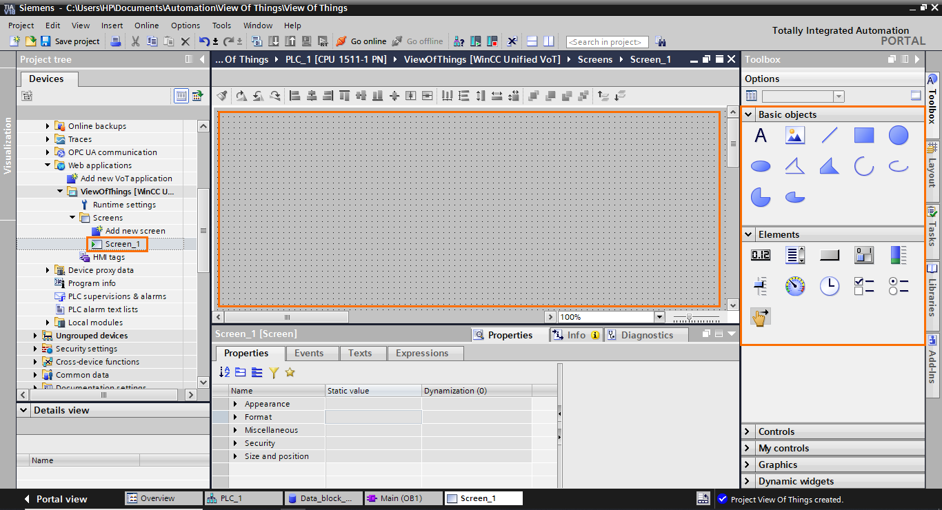 Figure 1.18 - TIA Portal View of Things | VOT programming interface