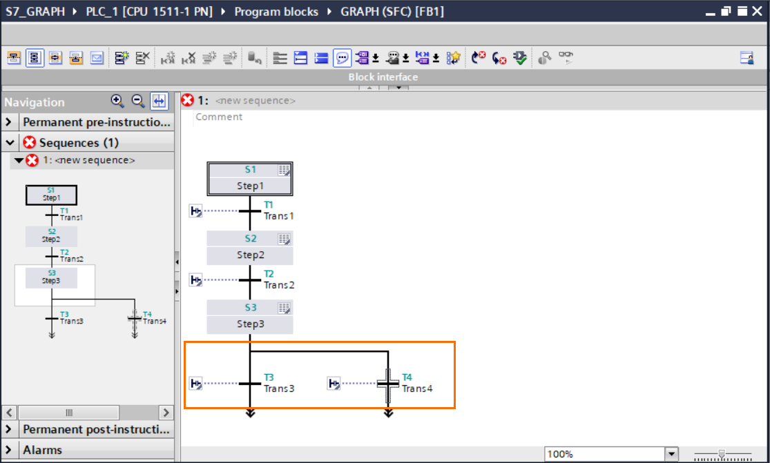 Figure 2.6 - TIA Portal GRAPH Language | Conditional branches