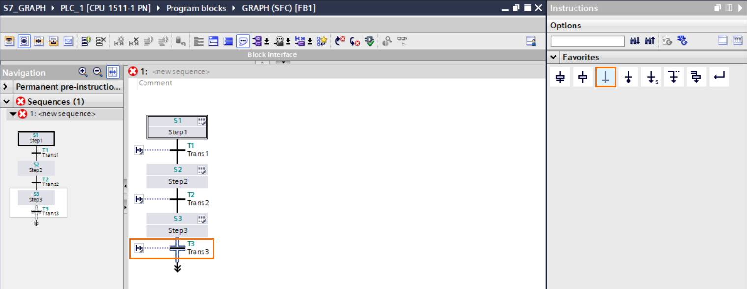 Figure 2.4 - TIA Portal GRAPH Language | Adding a transition