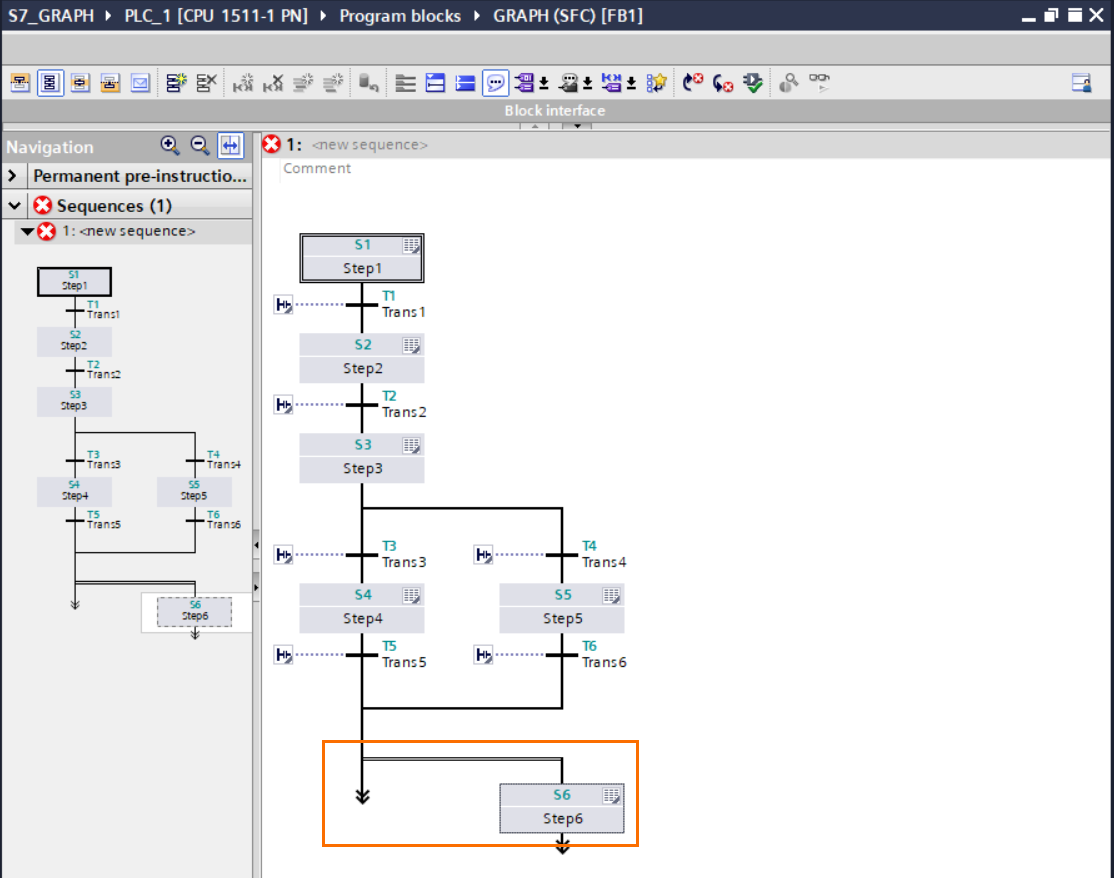 Figure 2.11 - TIA Portal GRAPH Language | The simultaneous branch is created
