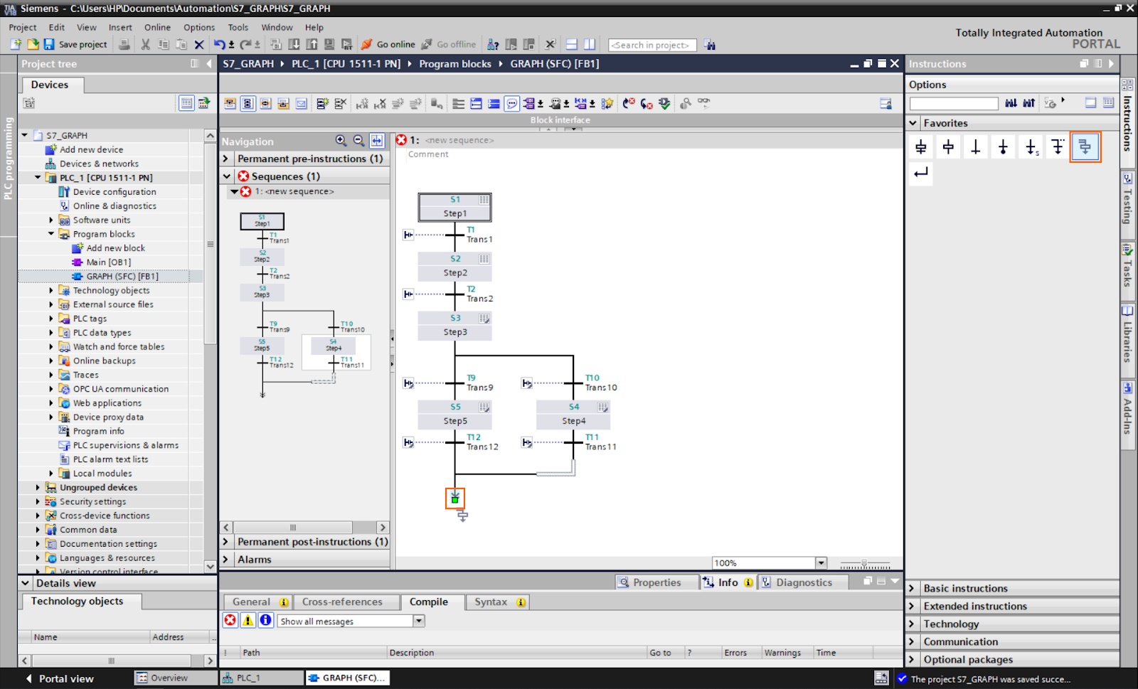 Figure 2.10 - TIA Portal GRAPH Language | Adding a new simultaneous branch