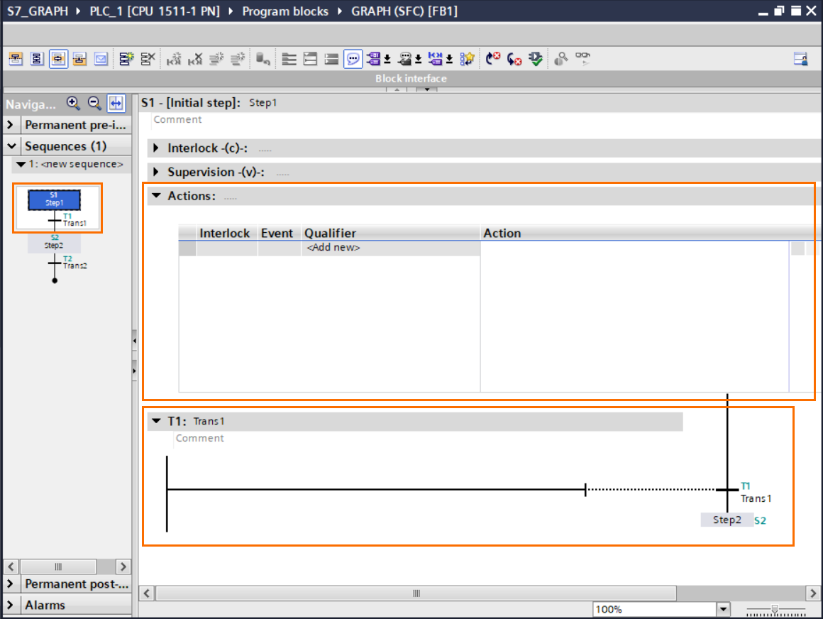 Figure 3.2 - TIA Portal GRAPH Language | Single step view