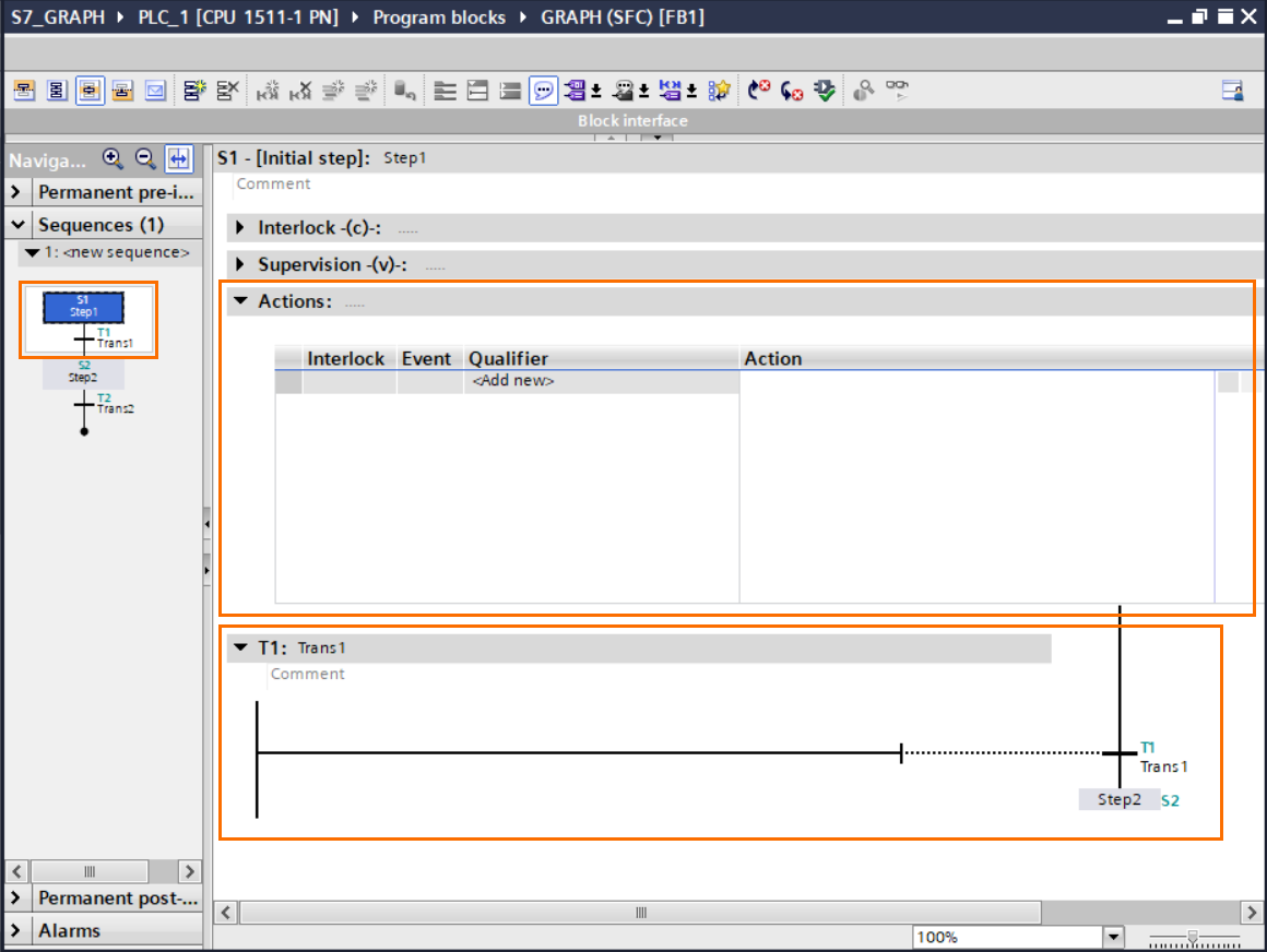 Figure 3.2 - TIA Portal GRAPH Language | Single step view