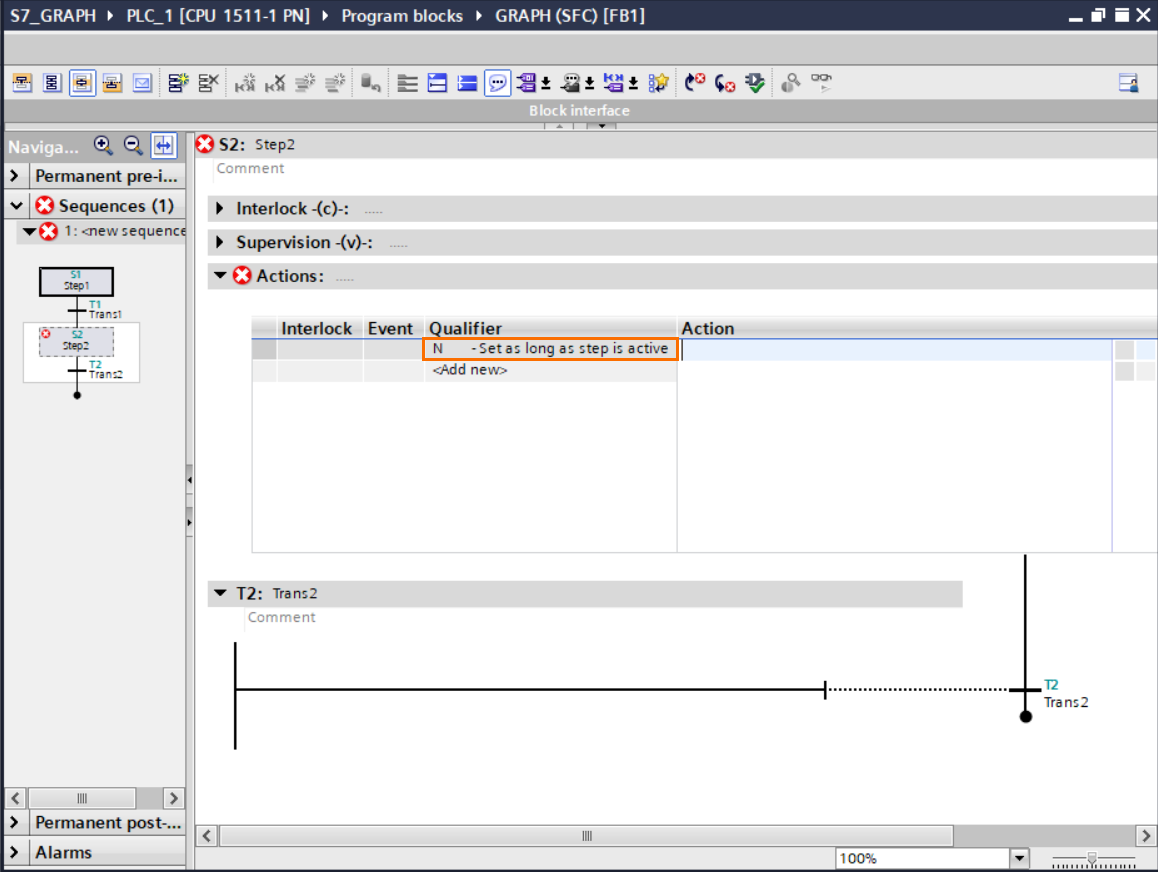 Figure 3.6 - TIA Portal GRAPH Language | Adding a N qualifier