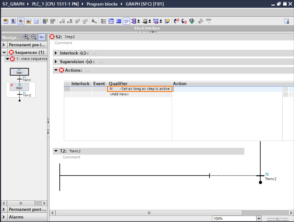 Figure 3.6 - TIA Portal GRAPH Language | Adding a N qualifier