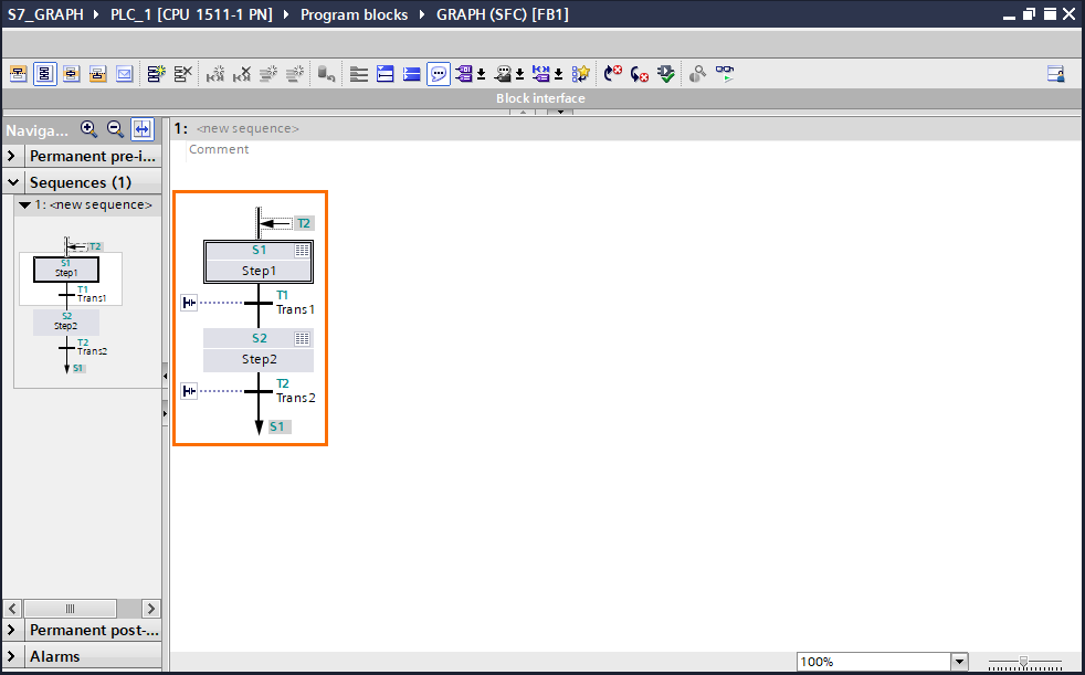 Figure 3.1 - TIA Portal GRAPH Language | Basic program implementation
