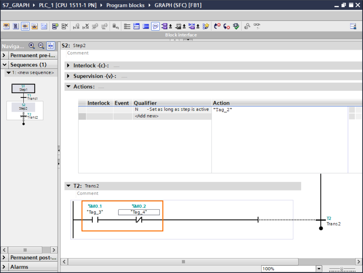Figure 3.8 - TIA Portal GRAPH Language | Adding multiple conditional instructions