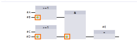 Figure 2.15 - TIA Portal Function Block Diagram (FBD) PLC Programming | Yellow star icons