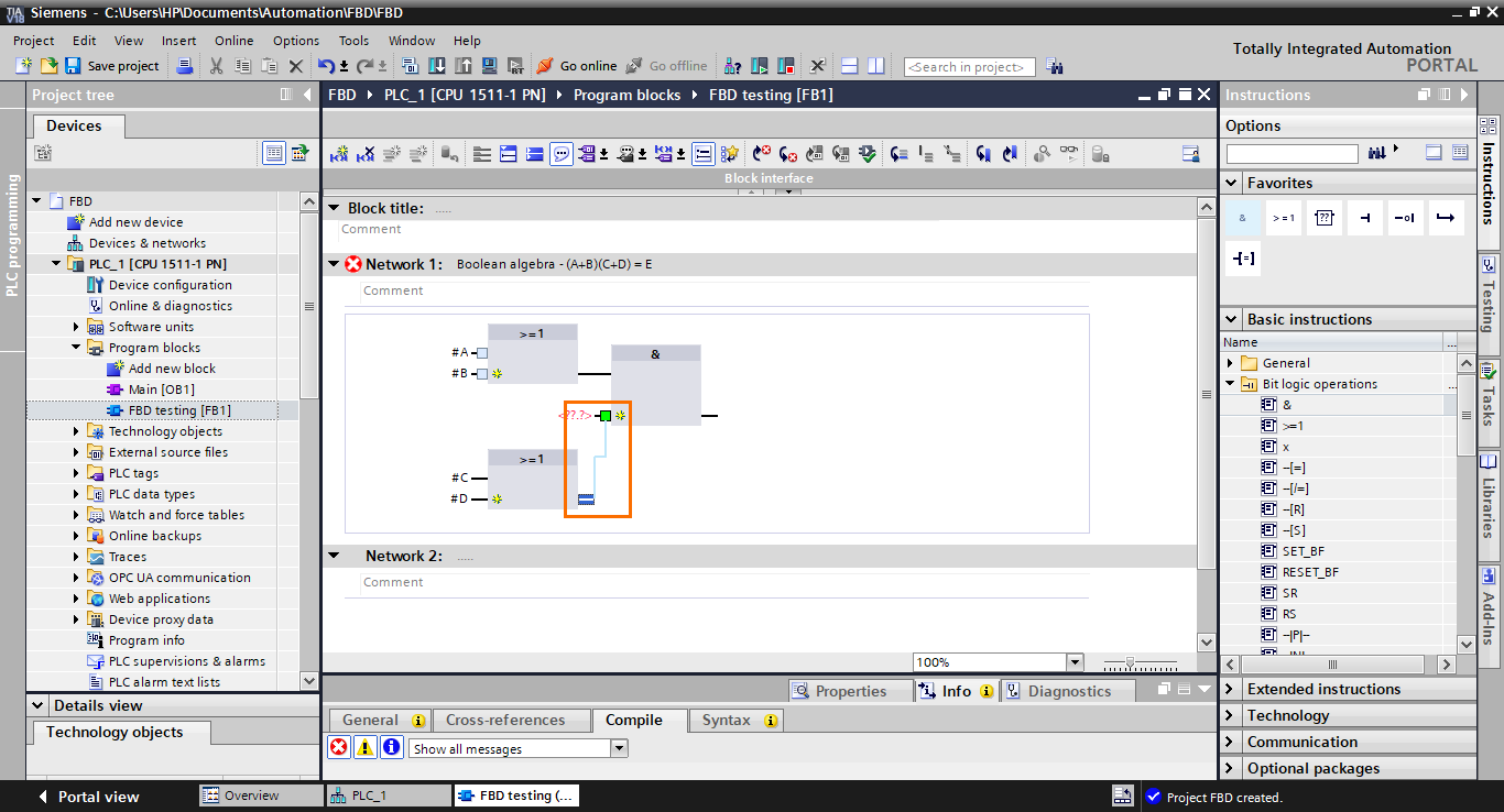 An Introduction to the Function Block Diagram (FBD) Language in TIA Portal