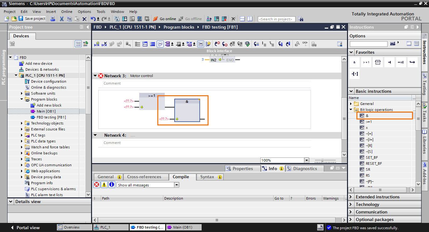 An Introduction to the Function Block Diagram (FBD) Language in TIA Portal