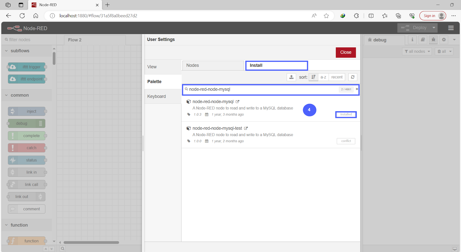 Figure 9.3 - Siemens TIA Portal PLC MySQL Google Sheets Data | Node-Red MySQL palette