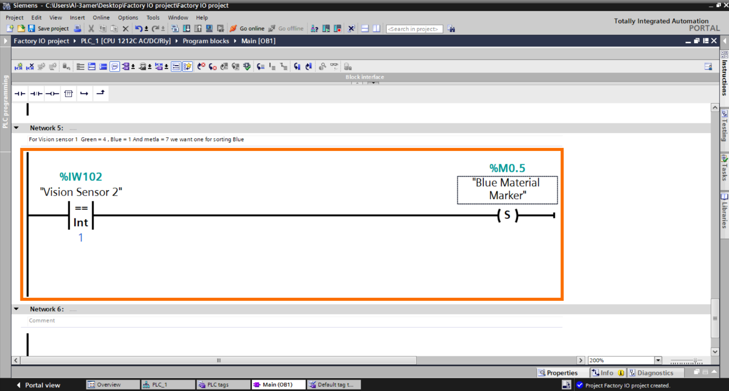 Figure 2.14 – Basic Siemens TIA Portal & Factory IO project | TIA Portal Second Vision Sensor Programming