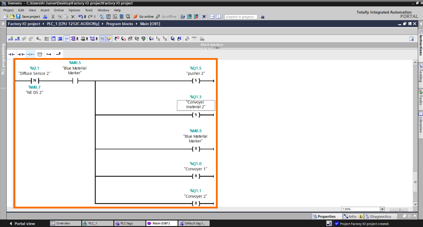 Figure 2.16 – Basic Siemens TIA Portal & Factory IO project | TIA Portal Second Pusher programming