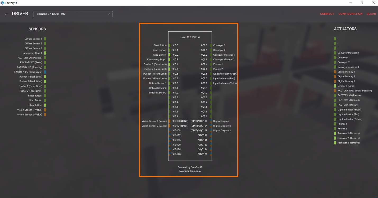 Figure 1.8 – Basic Siemens TIA Portal & Factory IO project | Factory IO Inputs/Outputs