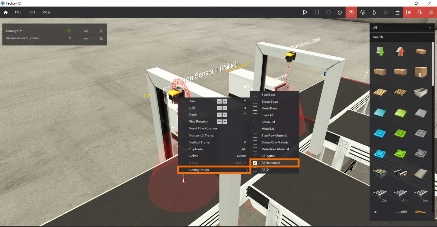 Figure 1.5 – Basic Siemens TIA Portal & Factory IO project | Vision Sensor Settings