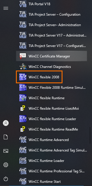 Figure 1.1 - Siemens SIMATIC WinCC flexible | Opening WinCC Flexible