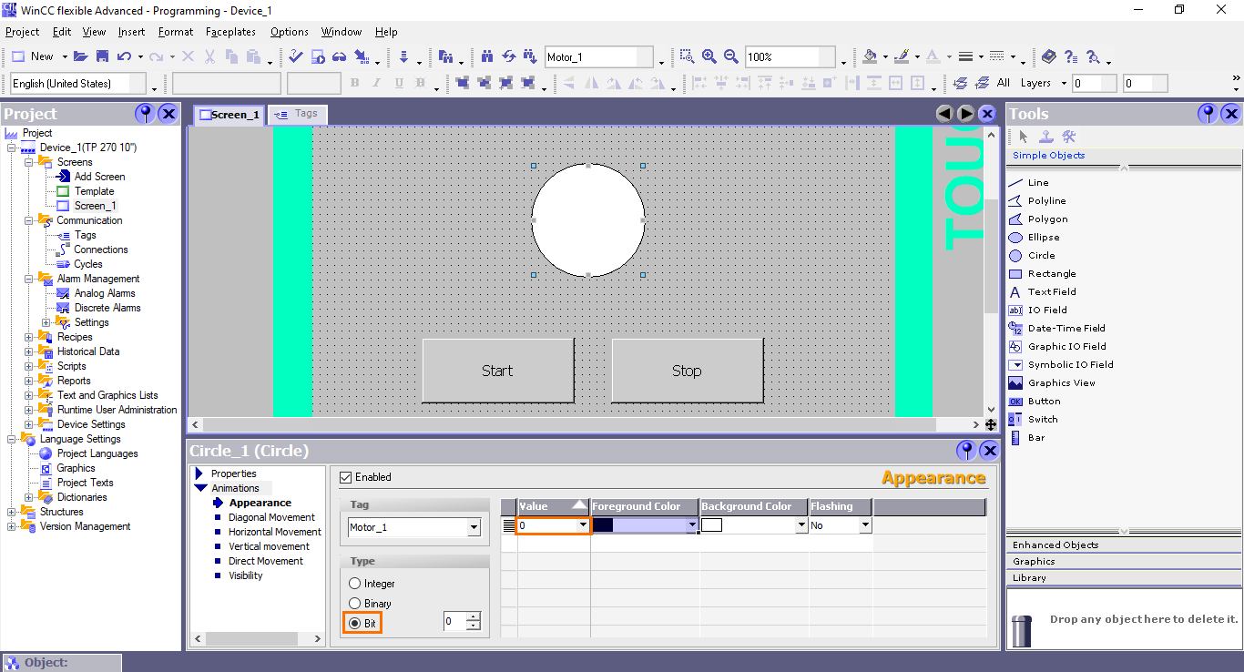 Figure 4.21 - Siemens SIMATIC WinCC flexible | Editing the value