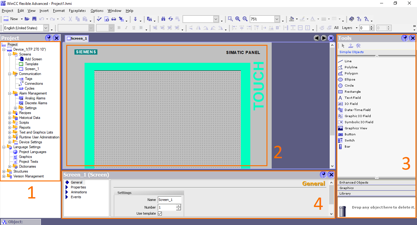 Figure 1.5 - Siemens SIMATIC WinCC flexible | WinCC Flexible’s main interface