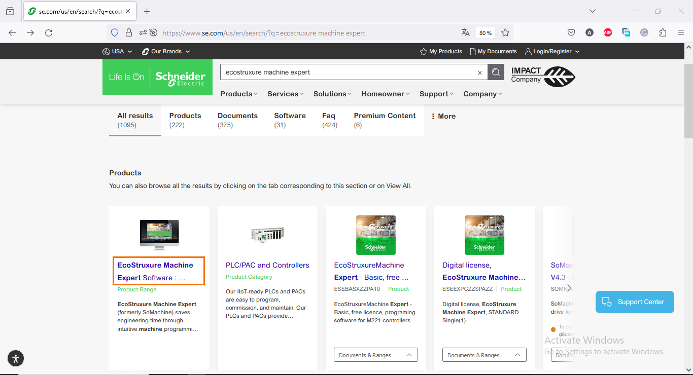 Figure 1.3: Accessing the Machine Expert Software page.