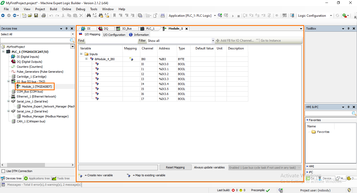 Figure 2.8: Module I/Os.