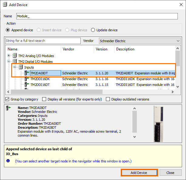 Figure 2.7: Selecting a module.