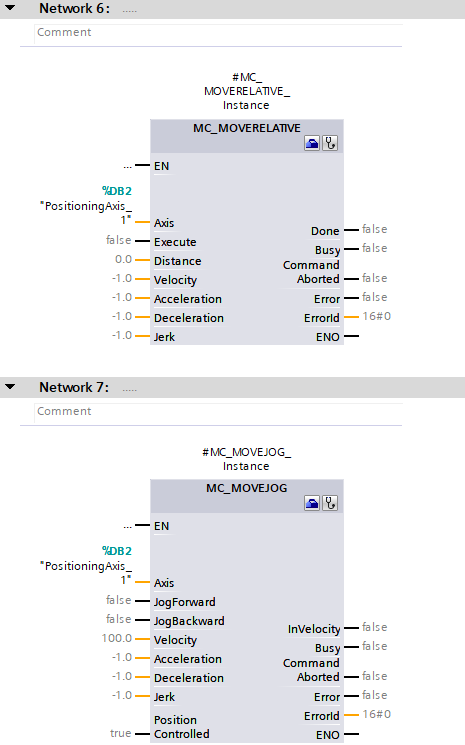 Figure 6.6: Technology objects for Siemens motion control systems - Configuring MC_MoveRelative & MC_MoveJog