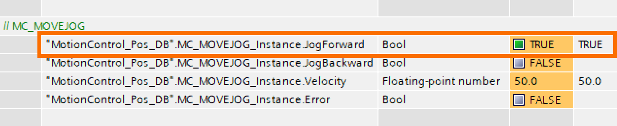 Figure 10.4: Technology objects for Siemens motion control systems - Configuring jog values