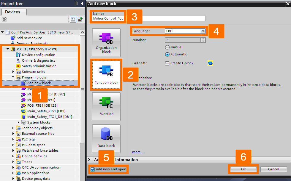 Figure 6.1: Technology objects for Siemens motion control systems - Creating FB for positioning motion control