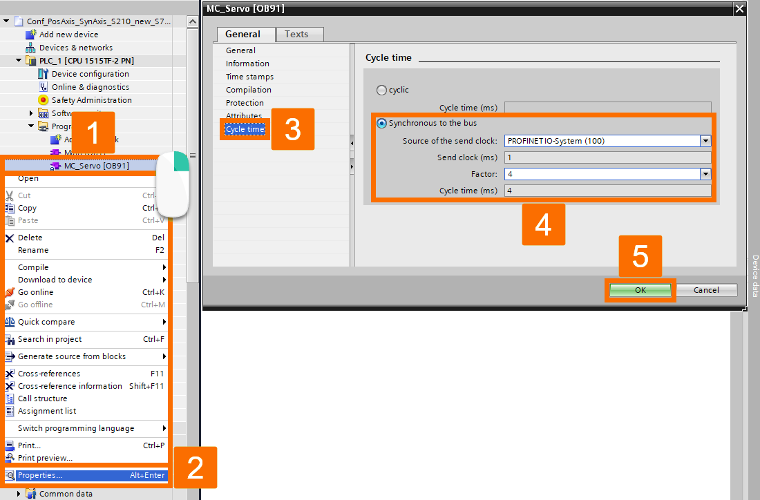 Figure 4.8: Technology objects for Siemens motion control systems - Toggling synchronous to the bus for MC_Servo