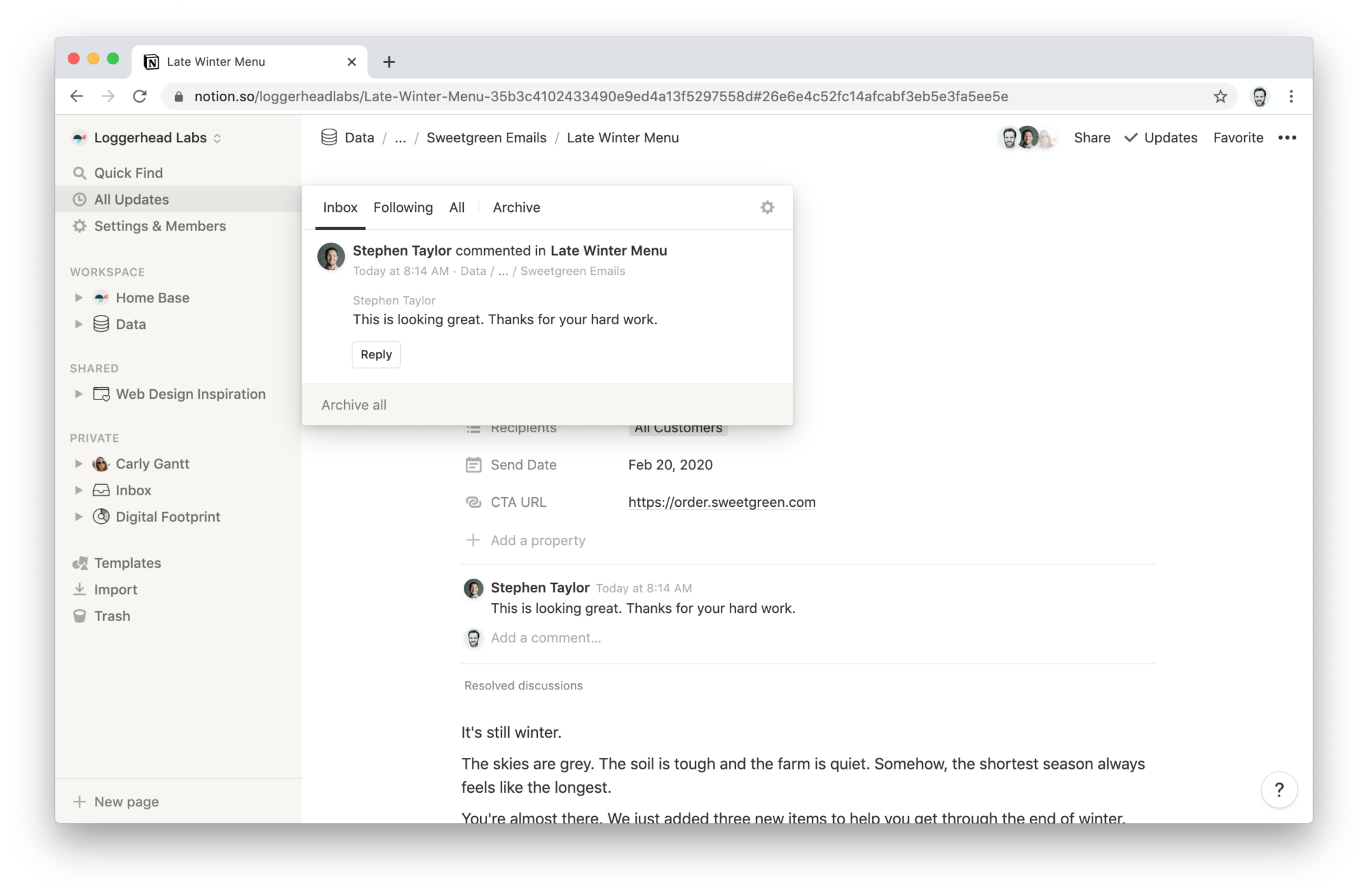 Notion Menu: All Updates
