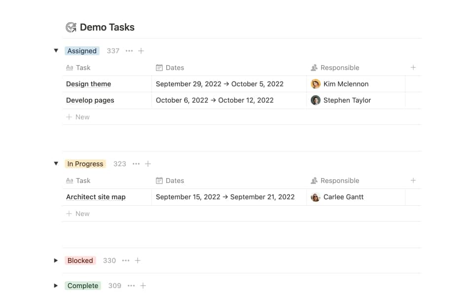 Notion Database Grouping: Tasks by Category