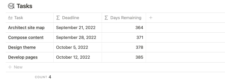 Calculate Days until a Deadline with a Notion Formula