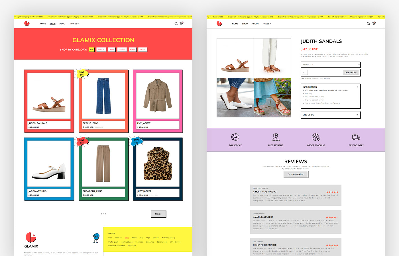 garment retail website template